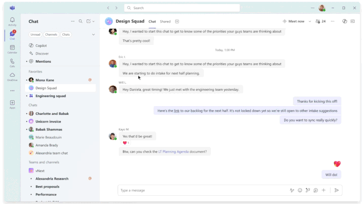 Select @Mentions view to see messages you were tagged on. Then select a specific message, on the far-right side of the screen, the context of the selected conversation is displayed, allowing the user to reply directly.